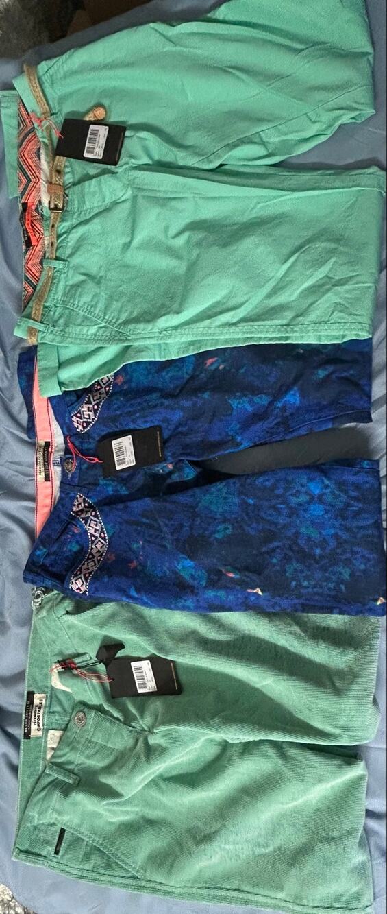 NEW 3pc Maison Scotch Premium Pants Lot Size 26/32 Embroidered Corduroy Chino